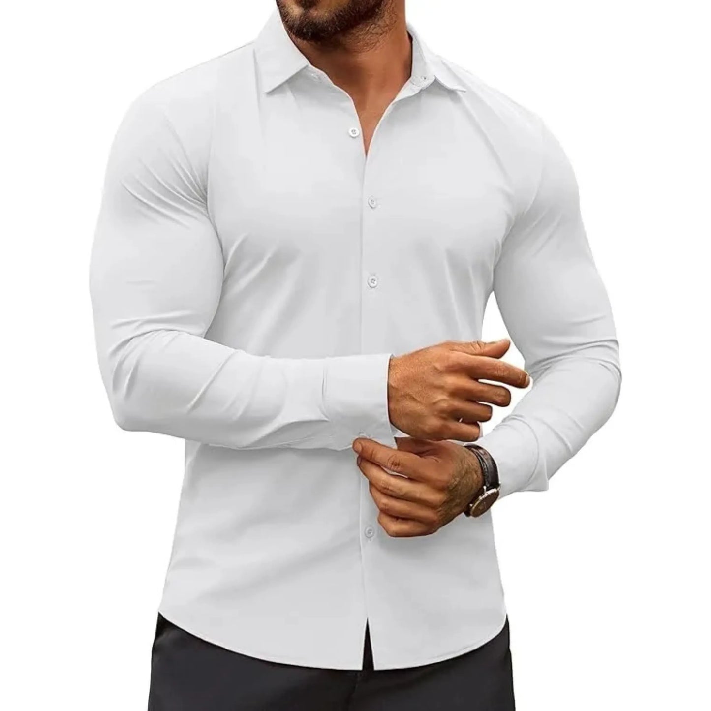 Men's Wrinkle-Free Muscle Fit Long Sleeve Shirt