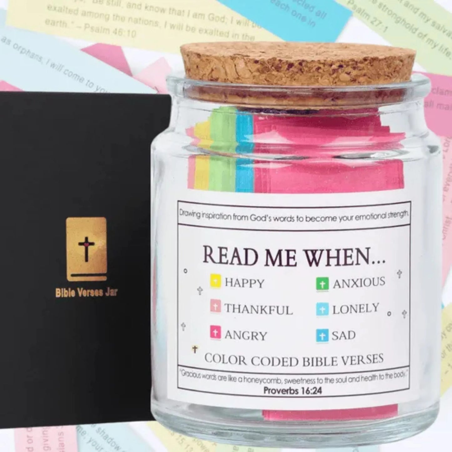 Handmade 90 Day Bible Verses Jar (Comes With Christian Gift Box)