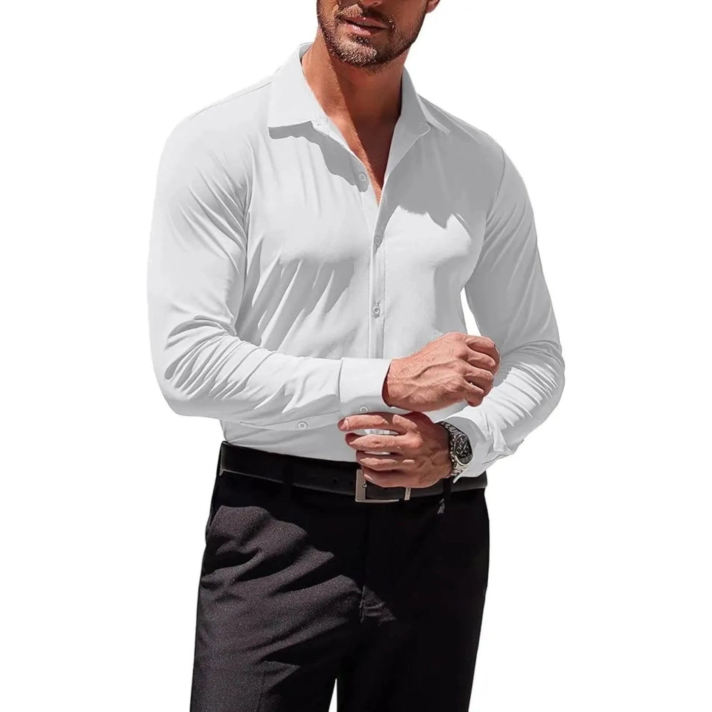 Men's Wrinkle-Free Muscle Fit Long Sleeve Shirt