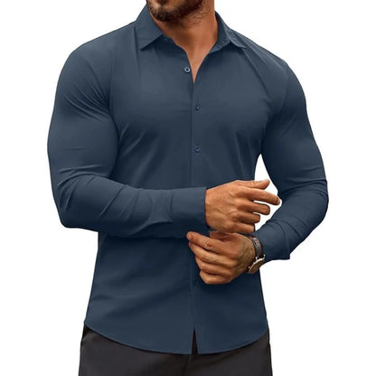 Men's Wrinkle-Free Muscle Fit Long Sleeve Shirt