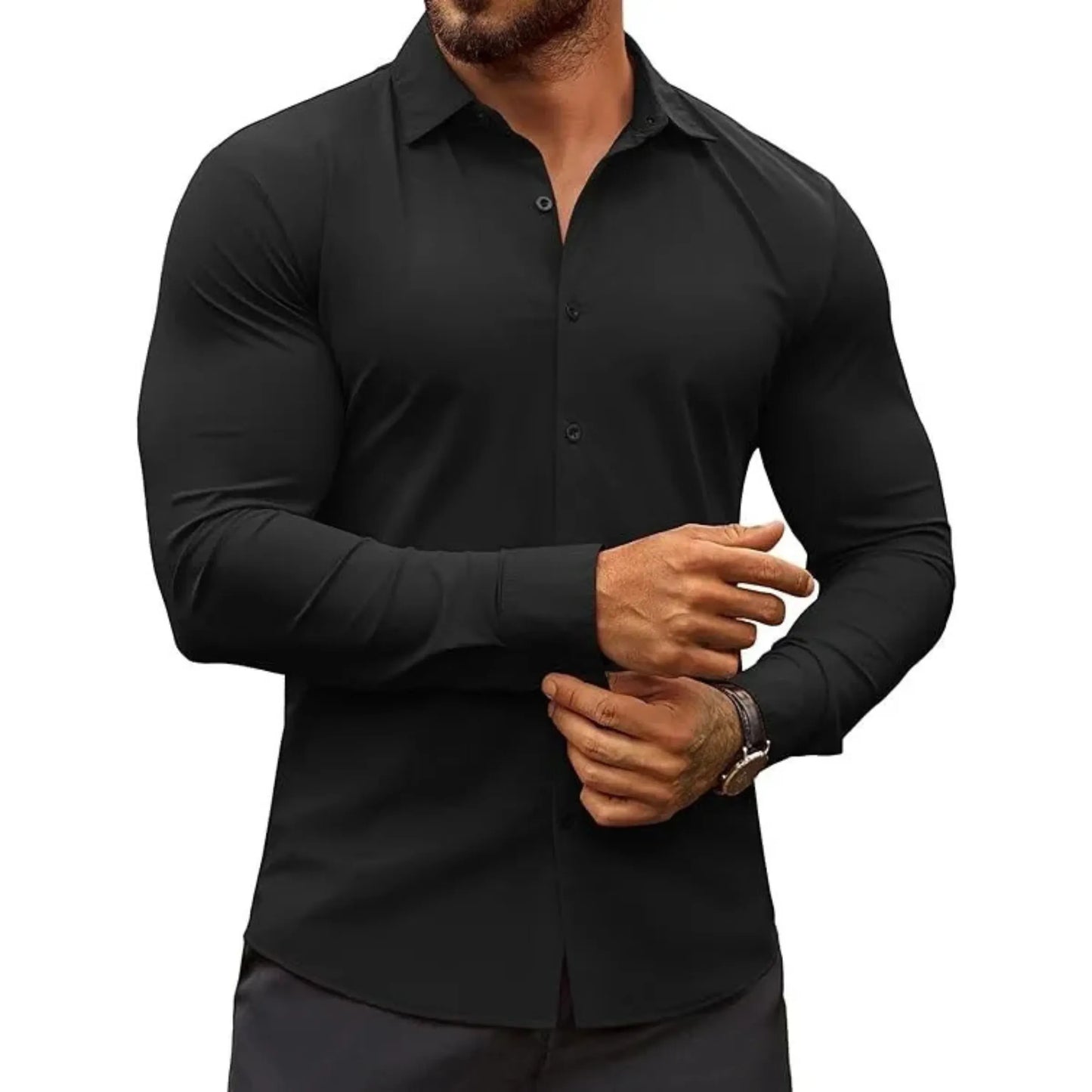 Men's Wrinkle-Free Muscle Fit Long Sleeve Shirt